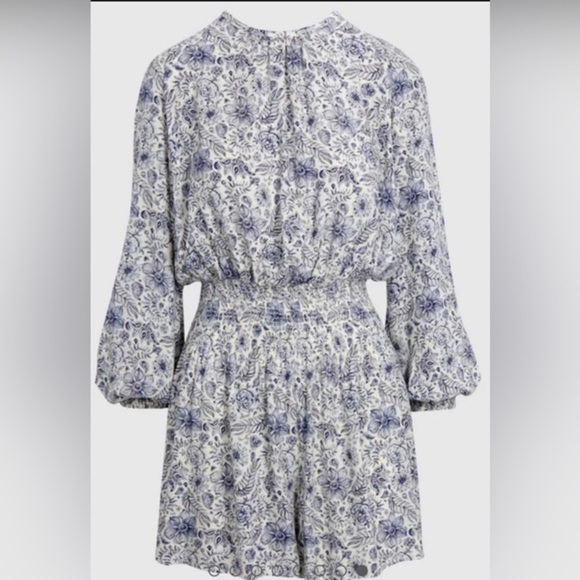 Splendid x Cella Jane Smock Waist blue white multi Romper size large brand new - Picture 1 of 12